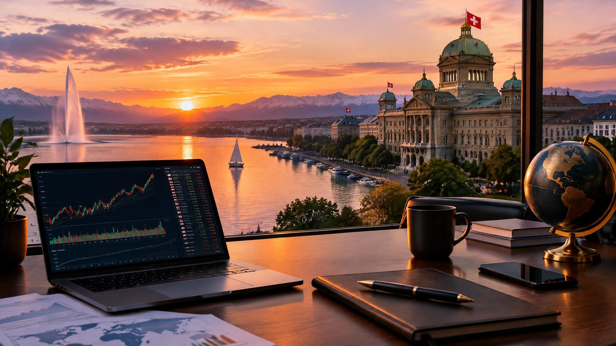 lake geneva sunset